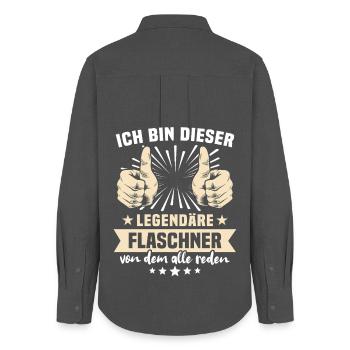 Dictons de Flaschner - Chemise Oxford Femme - charbon - Dos - AI Model Female 172 light (172cm)