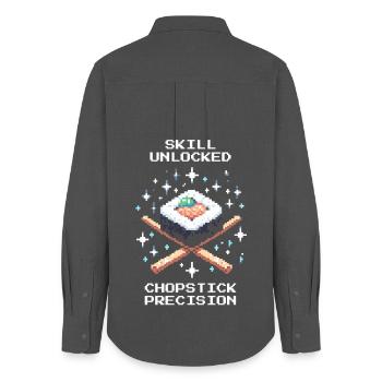Skill Unlocked | Chopsticks Precision - Women's Oxford Shirt - anthracite - Back - AI Model Female 172 light (172cm)