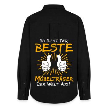 Möbelträger Geschenkidee - Frauen Oxford Hemd - Schwarz - Hinten - AI Model Female 172 light (172cm)