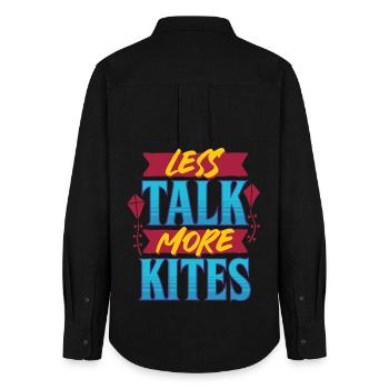 Drachen Drachensteigen Less Talk More Kites - Frauen Oxford Hemd - Schwarz - Hinten - AI Model Female 172 light (172cm)