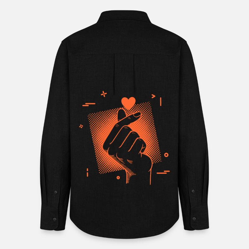 Kpop Musica Coreana Dita, Cuore, Pop Coreano Carino, Pop Coreano - Camicia Oxford da donna - nero