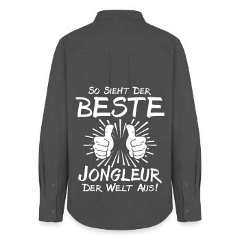 Bester Jongleur - Frauen Oxford Hemd - Anthrazit - Hinten - AI Model Female 172 light (172cm)