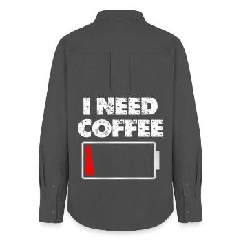 I need coffee battery empty - Women's Oxford Shirt - anthracite - Back - AI Model Female 172 light (172cm)