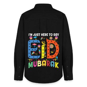 Here To Say Eid Mubarak Ramadan Islamic Muslim - Women's Oxford Shirt - black - Back - AI Model Female 172 light (172cm)