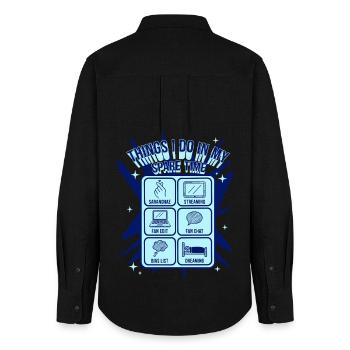 Choses que je fais pendant mon temps libre Kpop Saranghae - Chemise Oxford Femme - noir - Dos - AI Model Female 172 light (172cm)