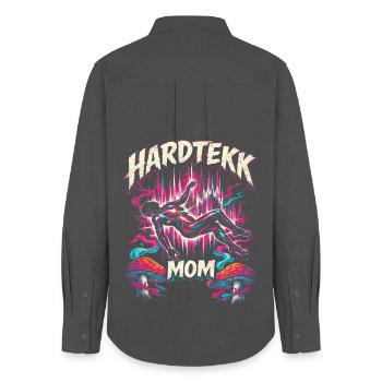 Hardtekk Mom Tekke East Germany - Women's Oxford Shirt - anthracite - Back - AI Model Female 172 light (172cm)