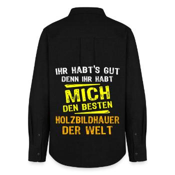 Wood Sculptor Gift - Women's Oxford Shirt - black - Back - AI Model Female 172 light (172cm)