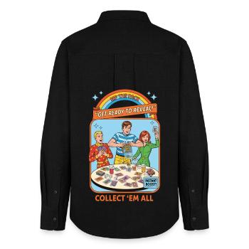 Rip The Pack Get Ready To Reveal Collect Em All - Women's Oxford Shirt - black - Back - AI Model Female 172 light (172cm)