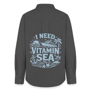 J’ai besoin de vitamine marine | Motif de jeux de mots de croisière - Chemise Oxford Femme - charbon - Dos - AI Model Female 172 light (172cm)