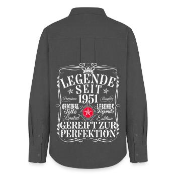 75th Birthday Man Woman 75 Years 1951 Decoration Funny - Women's Oxford Shirt - anthracite - Back - AI Model Female 172 light (172cm)