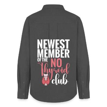 Newest Member Of No Thyroid Club Post Thyroid - Women's Oxford Shirt - anthracite - Back - AI Model Female 172 light (172cm)