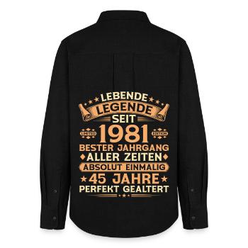 45. Geburtstag 1981 Jahrgang Legende Geschenk - Frauen Oxford Hemd - Schwarz - Hinten - AI Model Female 172 light (172cm)