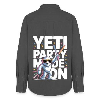 Mode Yeti Party – Monstre de fête drôle - Chemise Oxford Femme - charbon - Dos - AI Model Female 172 light (172cm)