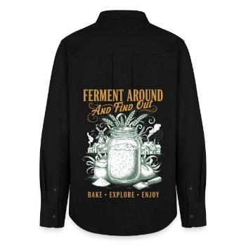 Fermentation au levain autour et découvrez la cuisson du pain - Chemise Oxford Femme - noir - Dos - AI Model Female 172 light (172cm)