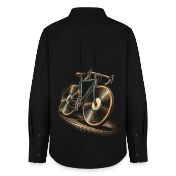 Vinyl Collectible Record Collector Vinyl Records Bicycle - Women's Oxford Shirt - black - Back - AI Model Female 172 light (172cm)