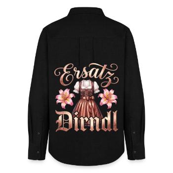 Ersatz Dirndl T-Shirt Tracht Damen Trachtenshirt - Frauen Oxford Hemd - Schwarz - Hinten - AI Model Female 172 light (172cm)