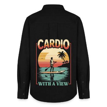 Cardio debout avec vue - Chemise Oxford Femme - noir - Dos - AI Model Female 172 light (172cm)