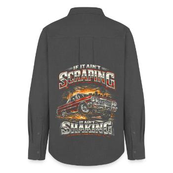 Lowrider Auto If It Aint Scraping It Aint Shaking - Frauen Oxford Hemd - Anthrazit - Hinten - AI Model Female 172 light (172cm)