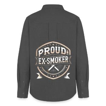 Non-smoker Ex Smoker Proud Ex Smoker - Women's Oxford Shirt - anthracite - Back - AI Model Female 172 light (172cm)