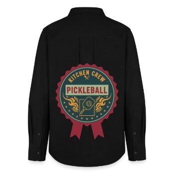 Pickleball Kitchen Crew lustige Spielerliebe - Frauen Oxford Hemd - Schwarz - Hinten - AI Model Female 172 light (172cm)