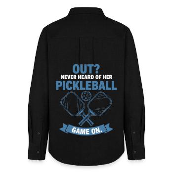 Joueur drôle de pickleball sorti Jamais entendu le match - Chemise Oxford Femme - noir - Dos - AI Model Female 172 light (172cm)