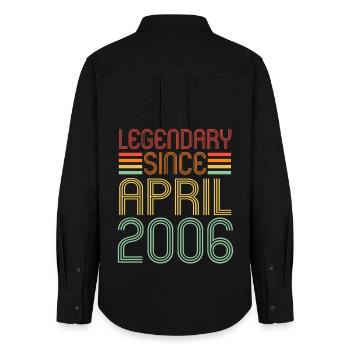 Legendary since April 2006, Retro, Birthday - Women's Oxford Shirt - black - Back - AI Model Female 172 light (172cm)