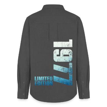 49th Birthday Man Woman 49 Year Old 1977 Gift - Women's Oxford Shirt - anthracite - Back - AI Model Female 172 light (172cm)
