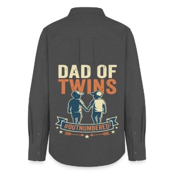 Dad Of Twins Zwillinge Vater Kinder - Frauen Oxford Hemd - Anthrazit - Hinten - AI Model Female 172 light (172cm)