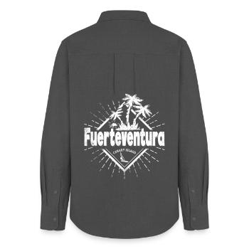 Fuerteventura Canary Islands Retro Souvenir - Women's Oxford Shirt - anthracite - Back - AI Model Female 172 light (172cm)