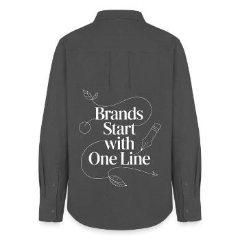 Logo Designer Brands Start With Graphic Designer - Frauen Oxford Hemd - Anthrazit - Hinten - AI Model Female 172 light (172cm)