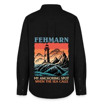 Sailor FEHMARN MY ANCHORING SPOT Funny - Women's Oxford Shirt - black - Back - AI Model Female 172 light (172cm)