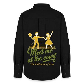 Pickleball Meet Me At The Court Funny Player Love - Women's Oxford Shirt - black - Back - AI Model Female 172 light (172cm)