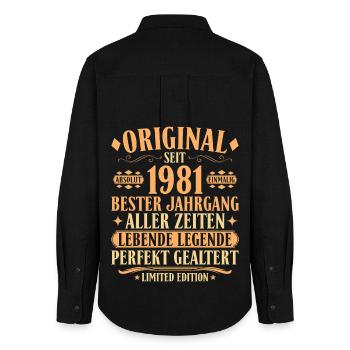 Original 1981 – 45. Geburtstag Legende Vintage - Frauen Oxford Hemd - Schwarz - Hinten - AI Model Female 172 light (172cm)