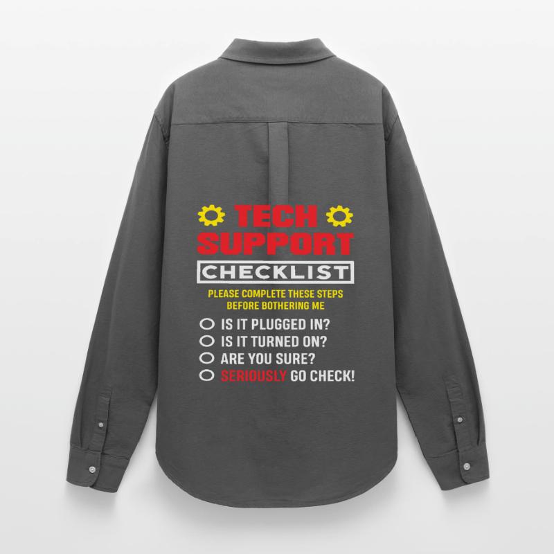 Tech Support Checkliste Stecker drin IT Admin Frauen Oxford Hemd