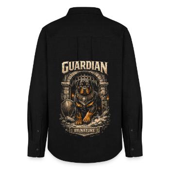 Gardien de chien rottweiler par nature - Chemise Oxford Femme - noir - Dos - AI Model Female 172 light (172cm)