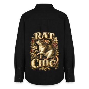 Farbratte Fancy Rat Hausratte Rat Chic - Frauen Oxford Hemd - Schwarz - Hinten - AI Model Female 172 light (172cm)