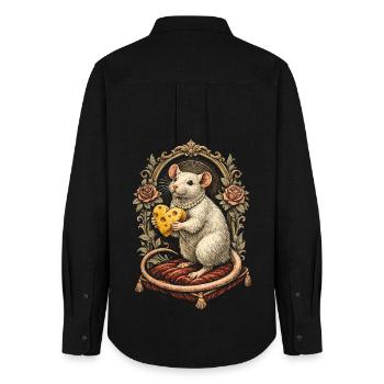 Farbratte Fancy Rat Großmaus Hausratte - Frauen Oxford Hemd - Schwarz - Hinten - AI Model Female 172 light (172cm)