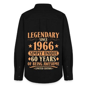 Legendary since 1966 - 60th Birthday Vintage - Women's Oxford Shirt - black - Back - AI Model Female 172 light (172cm)