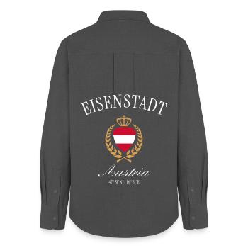 Eisenstadt Österreich Wappen Krone Reise Souvenir - Frauen Oxford Hemd - Anthrazit - Hinten - AI Model Female 172 light (172cm)