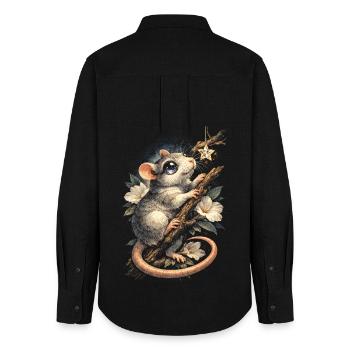 Farbratte Fancy Rat Großmaus Hausratte - Frauen Oxford Hemd - Schwarz - Hinten - AI Model Female 172 light (172cm)