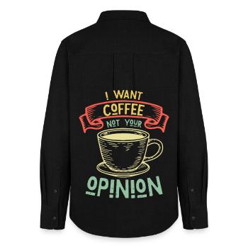 Je veux du café, pas ton opinion Humour - Chemise Oxford Femme - noir - Dos - AI Model Female 172 light (172cm)