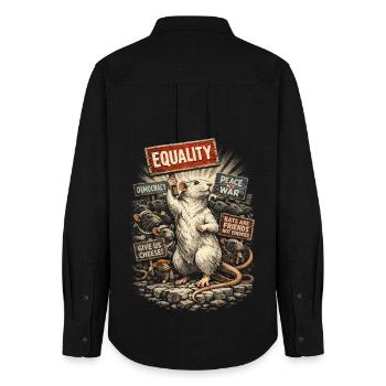Farbratte Fancy Rat Großmaus Hausratte - Frauen Oxford Hemd - Schwarz - Hinten - AI Model Female 172 light (172cm)