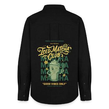 Iced Matcha Club Only Matcha Lover - Frauen Oxford Hemd - Schwarz - Hinten - AI Model Female 172 light (172cm)