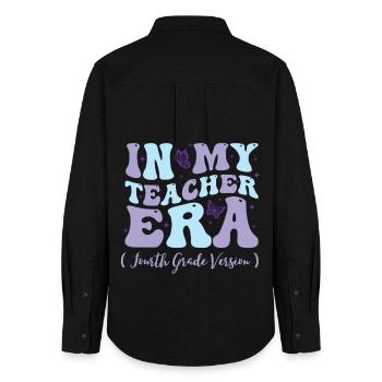 In My Teacher Era Fourth Grade - Frauen Oxford Hemd - Schwarz - Hinten - AI Model Female 172 light (172cm)