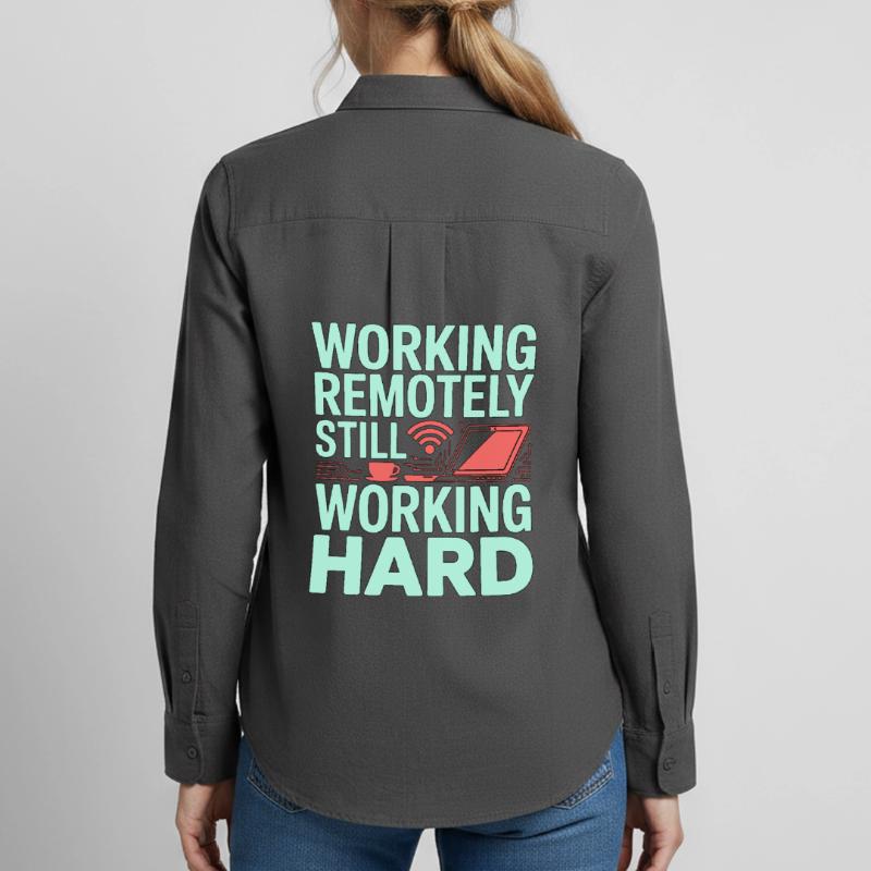 Remote Developer Working Remotely Web Programmer Frauen Oxford Hemd