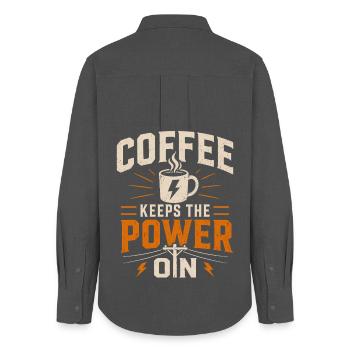 Coffee keeps the power supply going - Women's Oxford Shirt - anthracite - Back - AI Model Female 172 light (172cm)