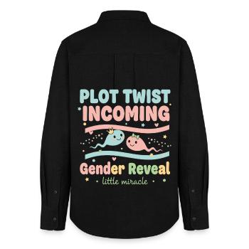 Gender Reveal Baby Shower Pregnancy Announcement - Women's Oxford Shirt - black - Back - AI Model Female 172 light (172cm)