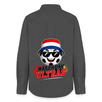 Matchday Ultras Fußball Fan Holland Niederlande - Frauen Oxford Hemd - Anthrazit - Hinten - AI Model Female 172 light (172cm)