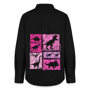 Graphique vintage dinosaure dinosaure - Mignons dinosaures - Chemise Oxford Femme - noir - Dos - AI Model Female 172 light (172cm)