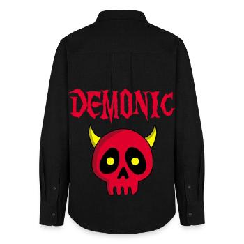Manga demon skull - Women's Oxford Shirt - black - Back - AI Model Female 172 light (172cm)